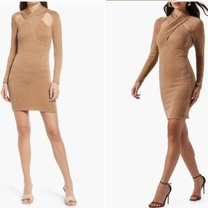 ASTR the Label Wrap Neck Cutout Long Sleeve Knit Dress, Large